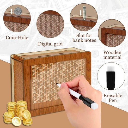 Vaultizio™ Premium Wooden Money Bank