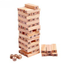 48 Pcs Blocks 4 Dices Wooden Tumbling Stacking Building