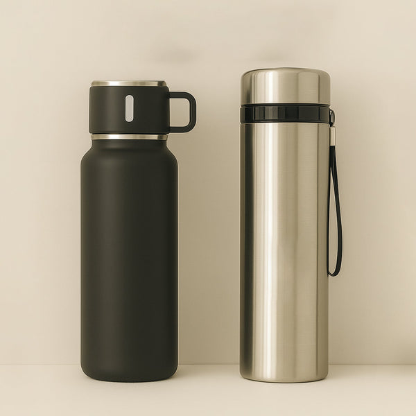 Stainless Steel Vacuum Insulated Water Bottle – 900ML Approx, Leak-Proof, Wide Mouth with Hanging Strap (Mix Color)