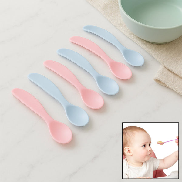 Kids Cute Food Grade Foods Feeding Training Baby Spoon (Set of 6 pcs)
